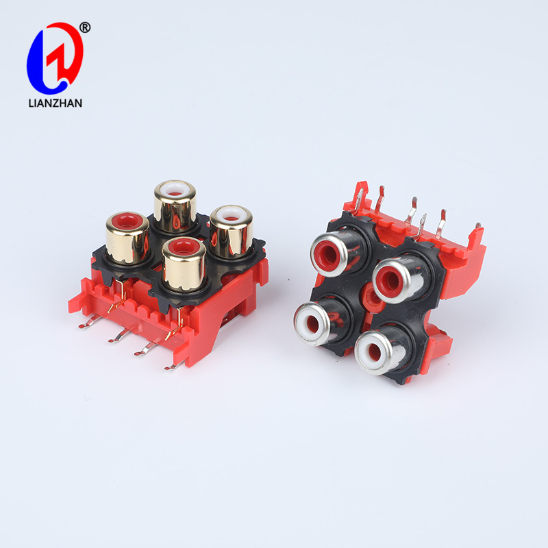 AV Concentric Outlet 4 RCA Jack Female Socket Panel Mount 6 Pin Audio Video Jack Connector