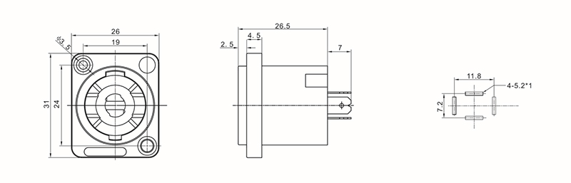SpeakOn-Female-Panel-Mount-Socket-4-Pin-Audio-Speaker-Jack-Twist-Lock-SpeakOn-Connector