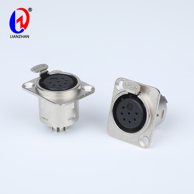 Metal XLR Connector 7 Pin Female Chassis Panel Mount Nickel Silver Contact Socket