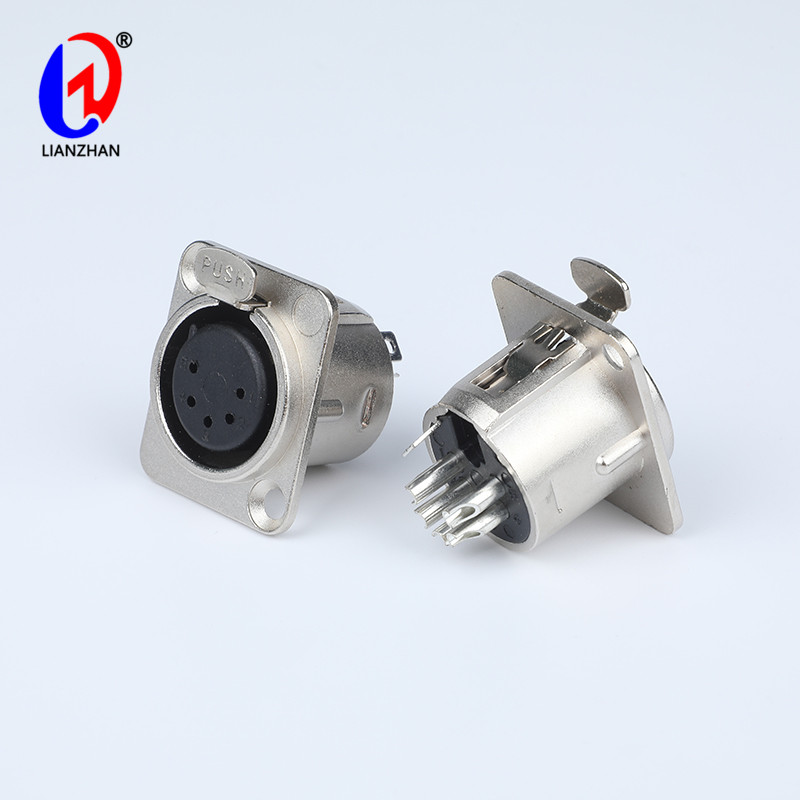 Push Lock 5 Pin XLR Female Metal Chassis Panel Mount Socket