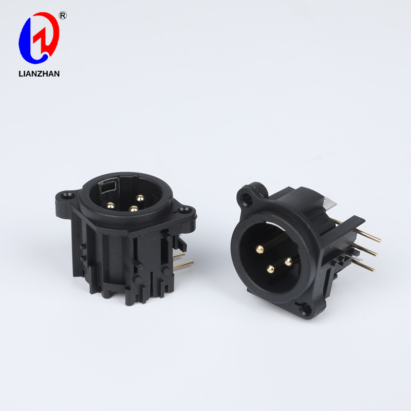 3 Pin Audio Right Angle XLR Panel Mount Male Chassis Socket Connector