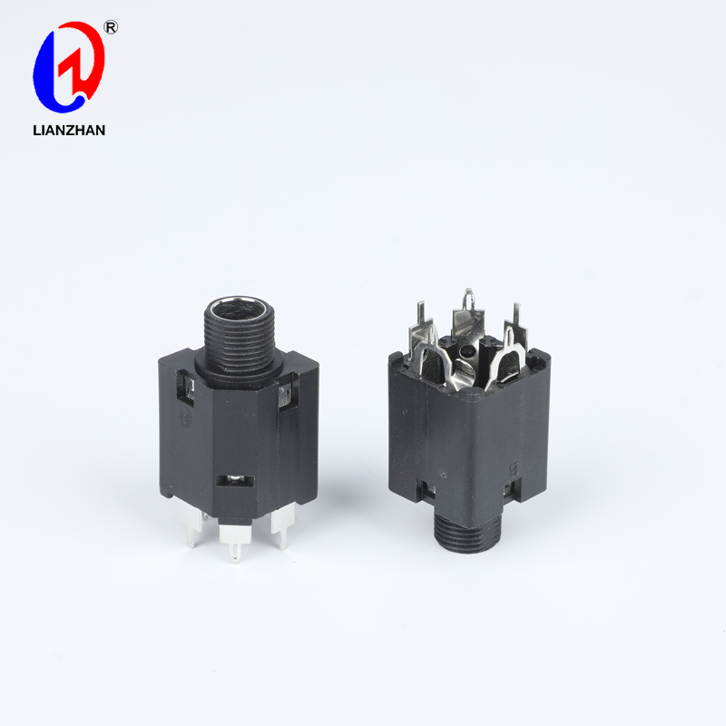 Audio Headphone 6.35mm Stereo Jack Socket Plastic PCB Mount 5-Pin Audio Female Connector