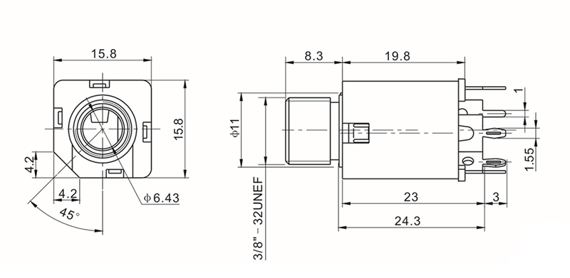Audio-Jack-5-Pin-6.35mm-Socket-Headphone-Stereo-Panel-Mount-Jack-Connector